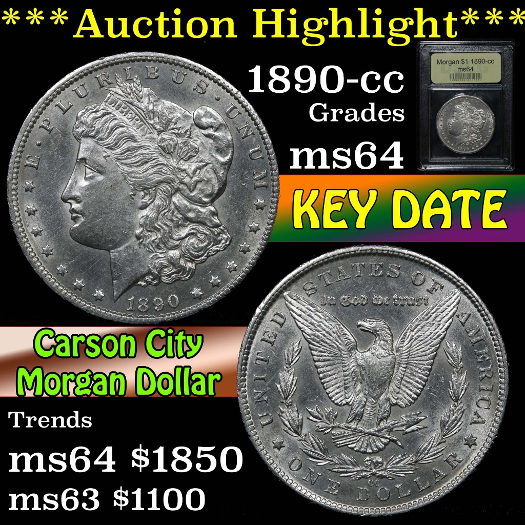 ***Auction Highlight*** 1890-cc Morgan Dollar $1 Graded Choice Unc By USCG (fc)