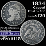 1834 Capped Bust Half Dime 1/2 10c Grades vf, very fine