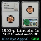 NGC 1956-p Lincoln Cent 1c Graded ms65 rd By NGC