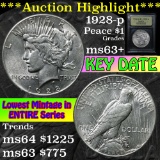 ***Auction Highlight*** 1928-p Peace Dollar $1 Graded Select+ Unc By USCG (fc)