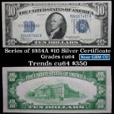 1934A $10 Blue Seal Silver Certificate Signatures Julian/Morgenthau Grades Choice CU