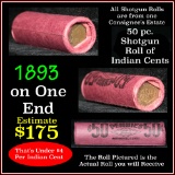 Indian Head Penny 1c Shotgun Roll, 1893 on one end, reverse on the other