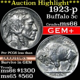 ***Auction Highlight*** 1923-p Buffalo Nickel 5c Grades GEM+ Unc (fc)