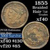 1855 Braided Hair Half Cent 1/2c Grades xf