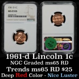 NGC 1961-d Lincoln Cent 1c Graded ms65 rd By NGC