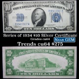 1934 $10 Blue Seal Silver Certificate Signatures Julian/Morgenthau Grades Choice CU