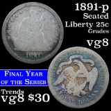 1891-p Seated Liberty Quarter 25c Grades vg, very good