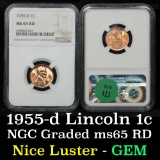 NGC 1955-d Lincoln Cent 1c Graded ms65 rd By NGC