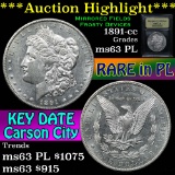 ***Auction Highlight*** 1891-cc Morgan Dollar $1 Graded Select Unc PL By USCG (fc)