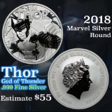 2018 Thor Marvel Silver Round 1 Oz. .999 fine