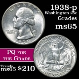 1938-p Washington Quarter 25c Grades GEM Unc
