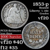 1853-p Seated Liberty Half Dime 1/2 10c Grades vf, very fine