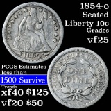 1854-o Seated Liberty Dime 10c Grades vf+