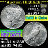 ***Auction Highlight*** 1924-s Peace Dollar $1 Graded Select+ Unc By USCG (fc)