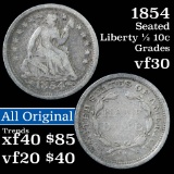 1854-p Seated Liberty Half Dime 1/2 10c Grades vf++