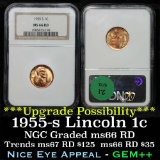 NGC 1955-s Lincoln Cent 1c Graded ms66 rd By NGC