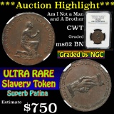 *Auction Highlight* NGC Am I not A Man and A Brother Civil War Token 1c Graded ms62 bn By NGC (fc)