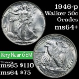 1946-p Walking Liberty Half Dollar 50c Grades Choice+ Unc