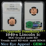 NGC 1949-s Lincoln Cent 1c Graded ms66 rd By NGC