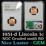 NGC 1951-d Lincoln Cent 1c Graded ms65 rd By NGC