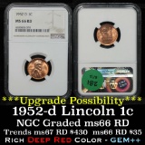 NGC 1952-d Lincoln Cent 1c Graded ms66 rd By NGC