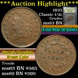 ***Auction Highlight*** 1835 Classic Head half cent 1/2c Graded Select Unc BN By USCG (fc)
