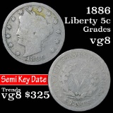 1886 Liberty Nickel 5c Grades vg, very good