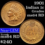 1901 Indian Cent 1c Grades Choice Unc RD