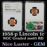 NGC 1958-p Lincoln Cent 1c Graded ms65 rd By NGC