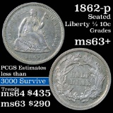 1862-p Seated Liberty Half Dime 1/2 10c Grades Select+ Unc