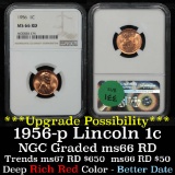 NGC 1956-p Lincoln Cent 1c Graded ms66 rd By NGC