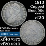 1813 Capped Bust Half Dollar 50c Grades vf++