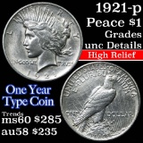 1921-p Peace Dollar $1 Grades Unc Details