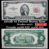 1953B $2 Red Seal United States Note Grades Choice AU