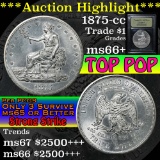 ***Auction Highlight*** 1875-cc Trade Dollar $1 Graded GEM++ Unc By USCG (fc)