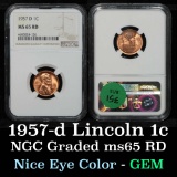 NGC 1957-d Lincoln Cent 1c Graded ms65 rd By NGC