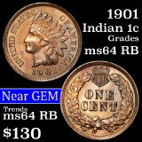 1901 Indian Cent 1c Grades Choice Unc RB