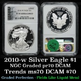 NGC 2010-w Silver Eagle Dollar $1 Graded pr70 dcam By NGC