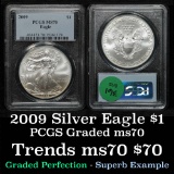 PCGS 2009 Silver Eagle Dollar $1 Graded ms70 By PCGS