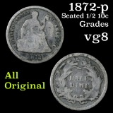 1872-p Seated Liberty Half Dime 1/2 10c Grades vg, very good