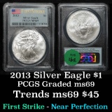 PCGS 2013 Silver Eagle Dollar $1 Graded ms69 By PCGS