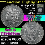 *Auction Highlight* 1878-p 8tf tripled stars, vam16 Morgan Dollar $1 Graded Select+ Unc By USCG (fc)