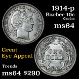 1914-p Barber Dime 10c Grades Choice Unc