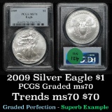 PCGS 2009 Silver Eagle Dollar $1 Graded ms70 By PCGS