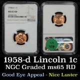 NGC 1958-d Lincoln Cent 1c Graded ms65 rd By NGC