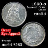 1860-o Seated Liberty Half Dime 1/2 10c Grades Choice Unc