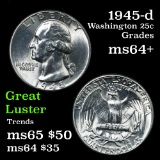 1945-d Washington Quarter 25c Grades Choice+ Unc