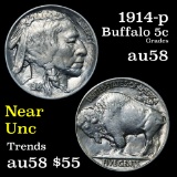 1914-p Buffalo Nickel 5c Grades Choice AU/BU Slider