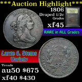 ***Auction Highlight*** 1806 Draped Bust Half Cent 1/2c Graded xf+ By USCG (fc)