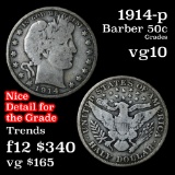 1914-p Barber Half Dollars 50c Grades vg+